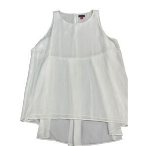 Vince Camuto Women's White Sleeveless Pleated Back Elegant Blouse Top Size Large